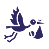 CHT Maternité Nouméa - icone d'une cigogne portant un bébé